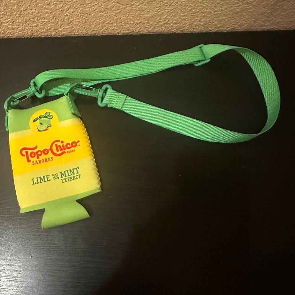 Topo Chico Lime & Mint Neoprene Insulated Bottle Holder With Adjustable‎ Strap